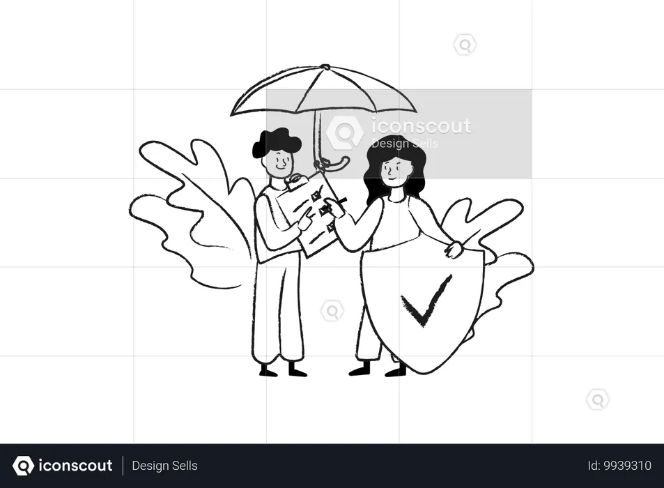 Woman sign on Insurance paper  Illustration