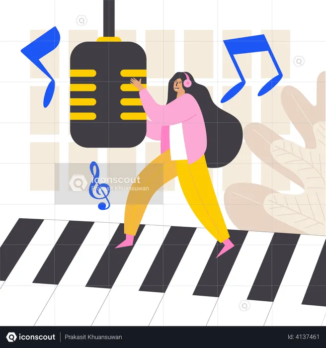 Woman singing song  Illustration