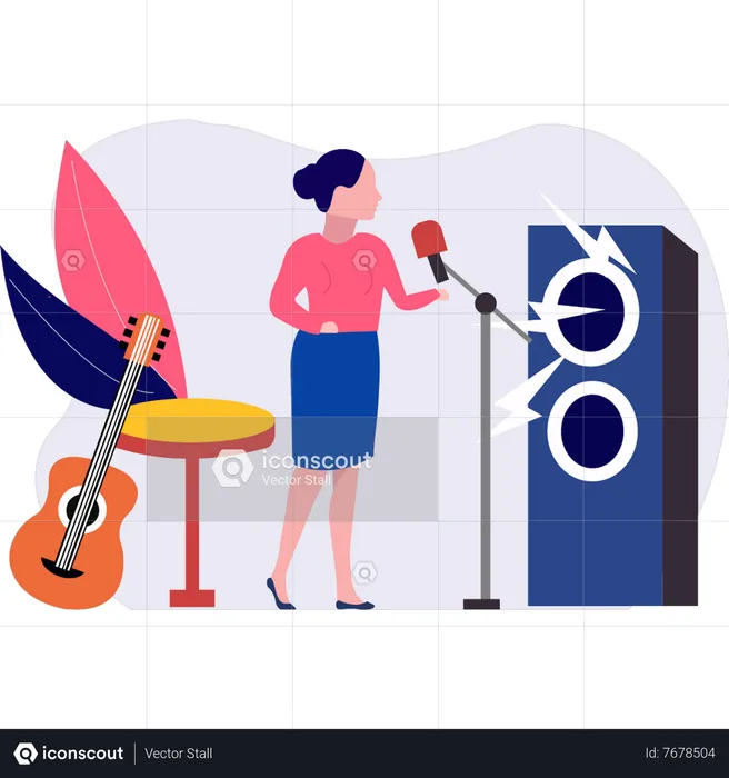 Woman singing song  Illustration