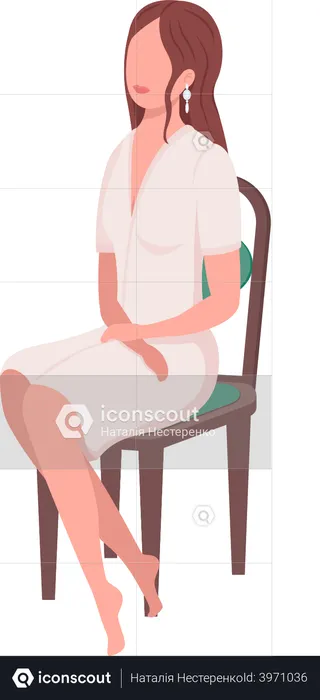 Woman sits on chair  Illustration