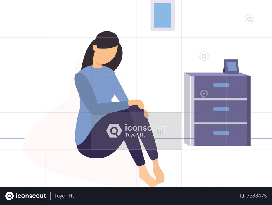 Woman Sitting Alone  Illustration