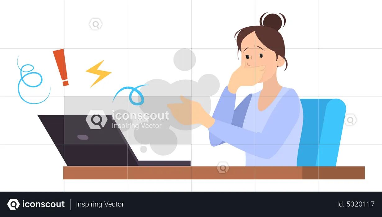 Woman sitting at the desk and Argue in the internet  Illustration