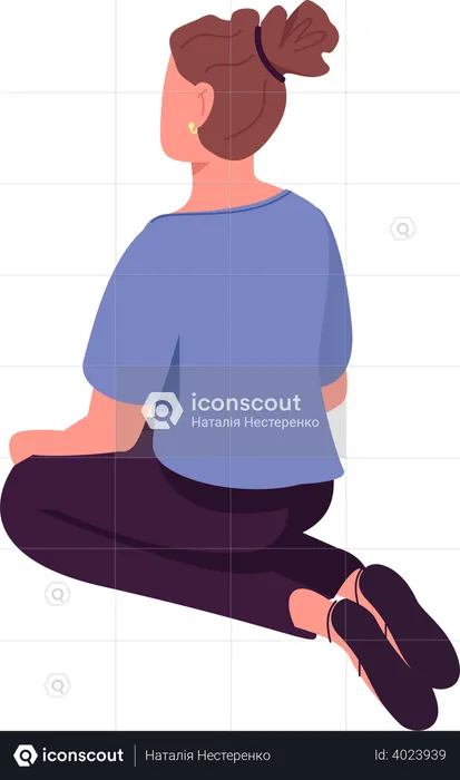 Woman sitting from back view  Illustration