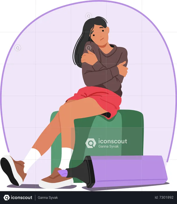 Woman Sitting in personal zone  Illustration
