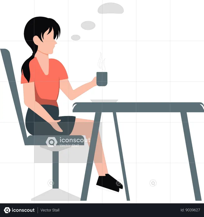 Woman sitting on chair  Illustration