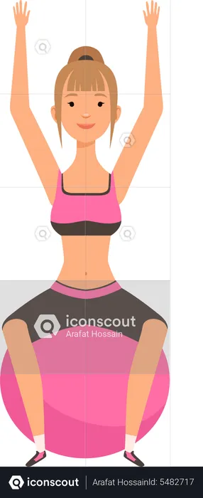 Woman sitting on gym ball  Illustration