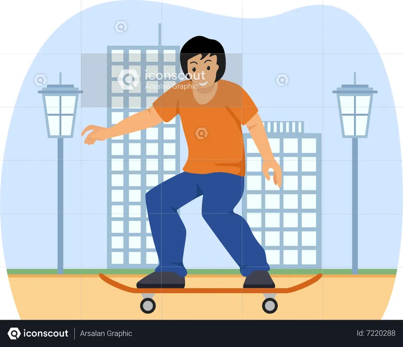 Woman Skateboarding  Illustration