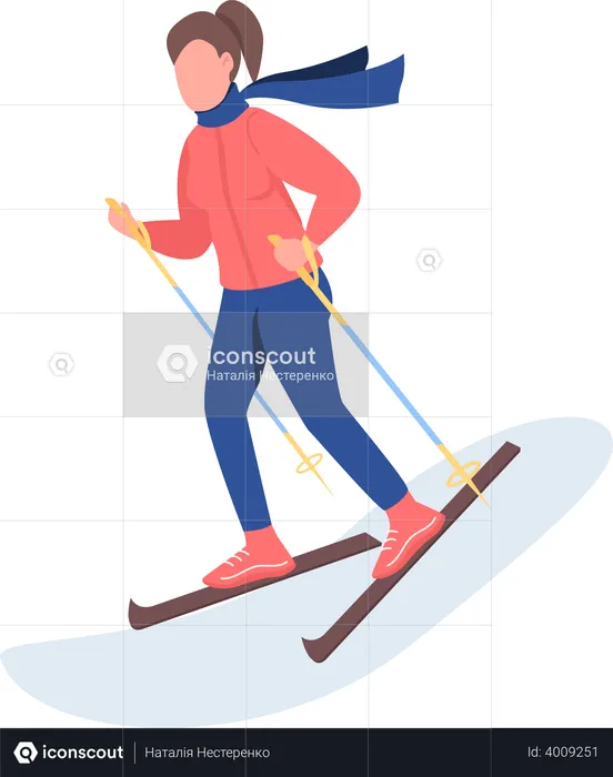 Woman skiing  Illustration