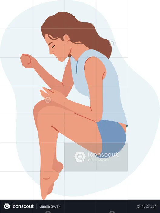 Woman sleeping in embryo pose  Illustration