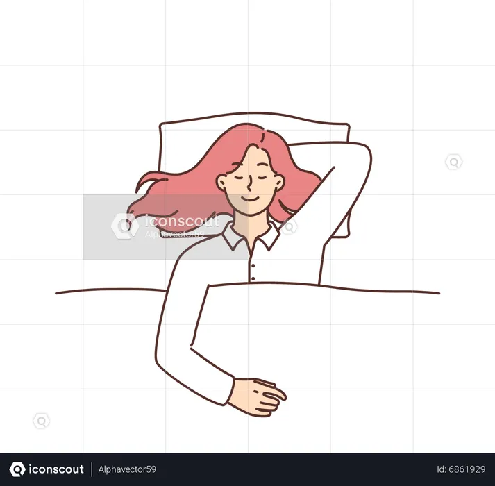 Woman sleeping on bed  Illustration