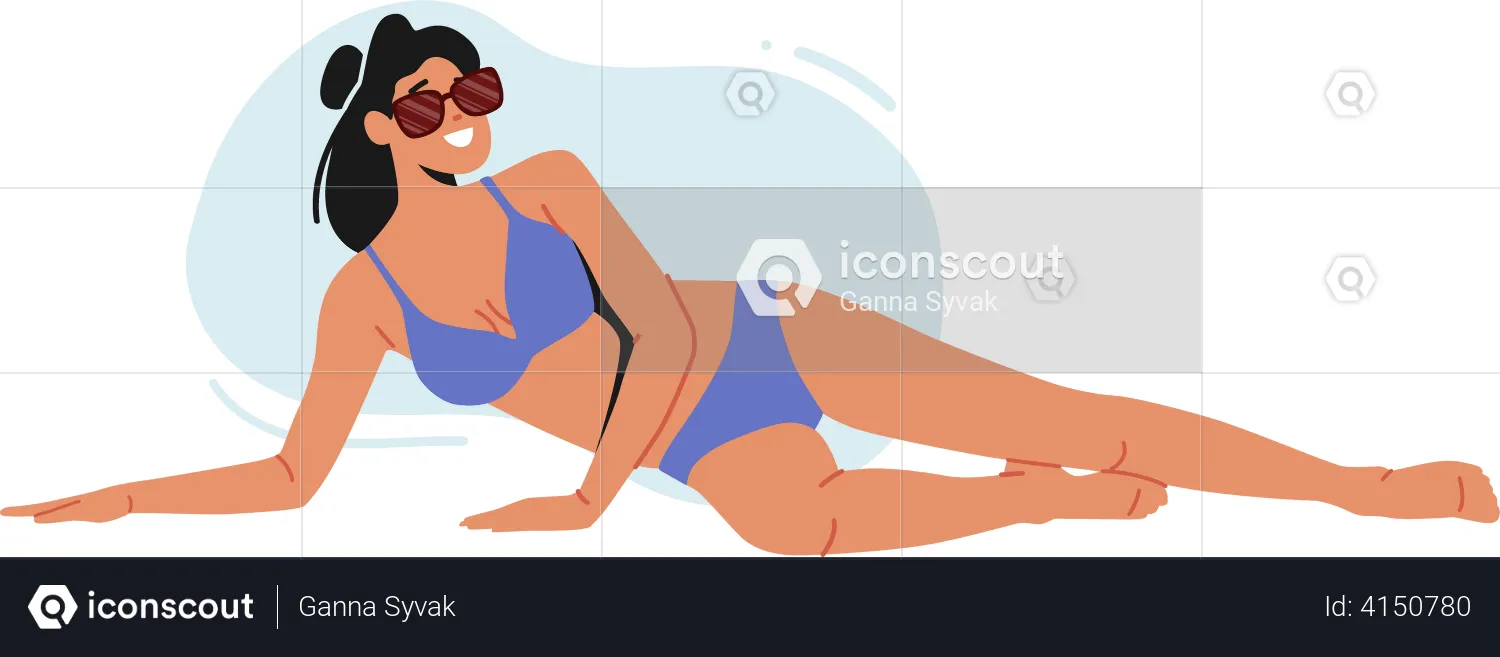 Woman sleeping while wearing swimsuit  Illustration