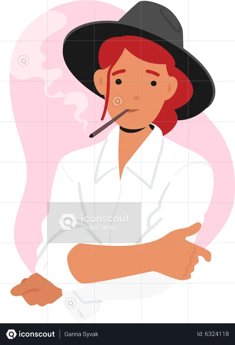 Woman smoking cigarette  Illustration