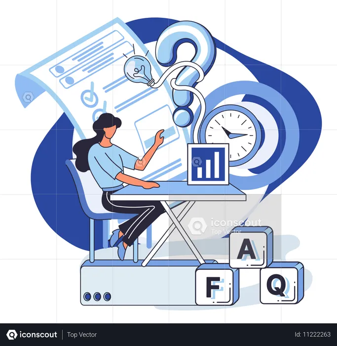 Woman solving business problem  Illustration