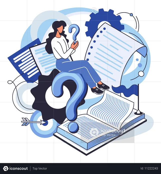 Woman solving business problem  Illustration