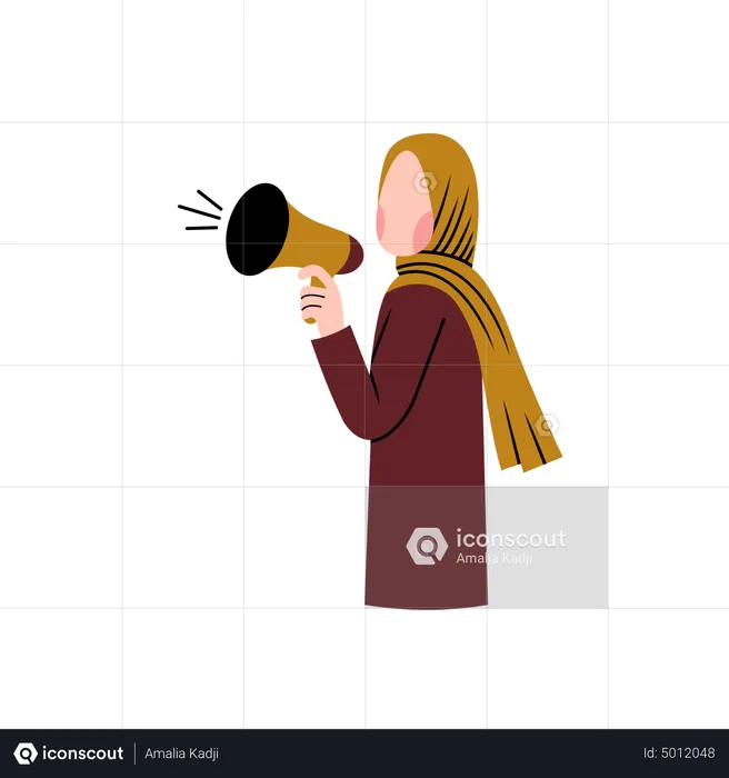 Woman speak in megaphone  Illustration