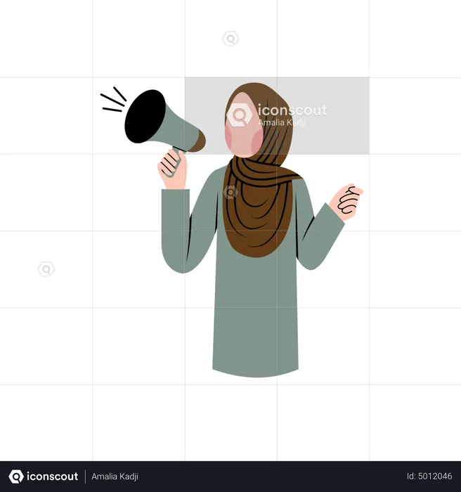 Woman speak in megaphone  Illustration