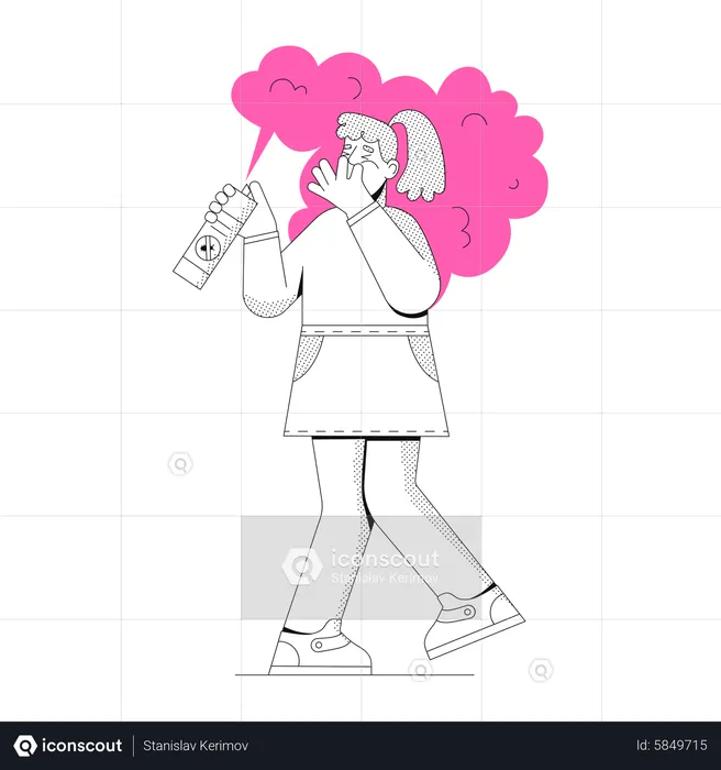 Woman sprayed with spray can  Illustration