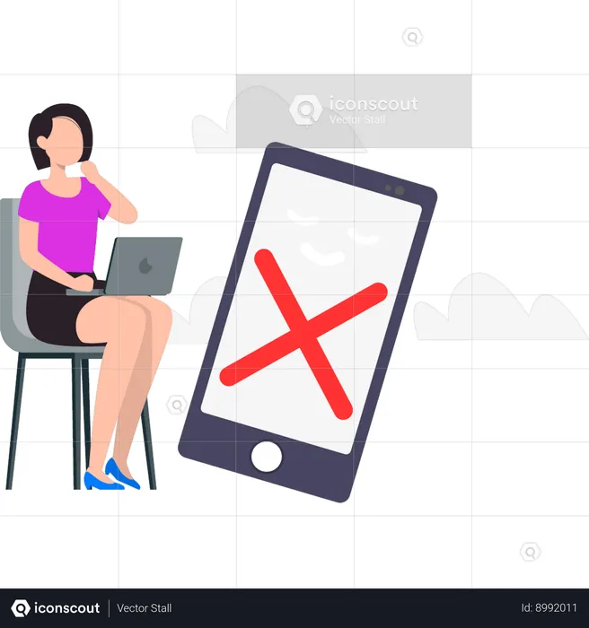 Woman spreads message not to use mobile  Illustration
