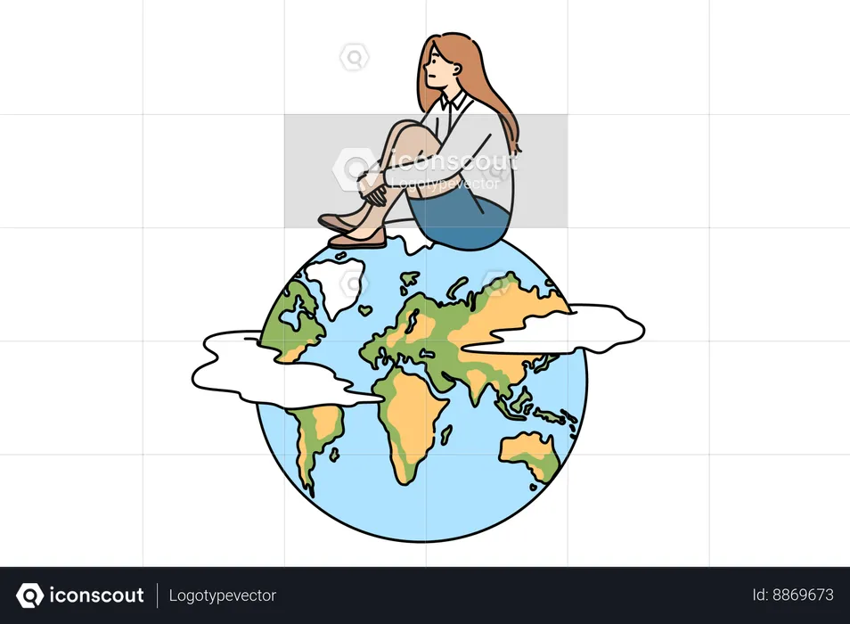 Woman spreads message to save earth  Illustration
