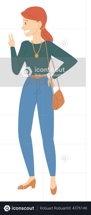 Woman standing and giving hand gesture  Illustration