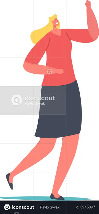 Woman standing and raising hand  Illustration