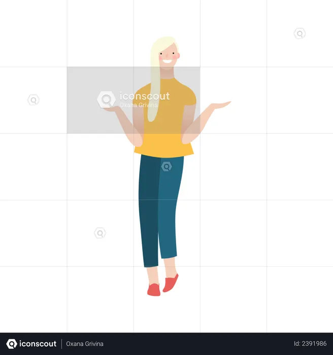 Woman Standing and showing hands  Illustration