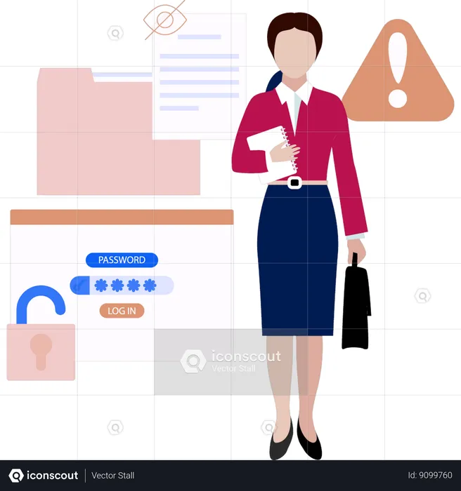 Woman standing by folder  Illustration