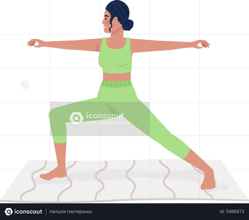 Woman standing in warrior pose  Illustration