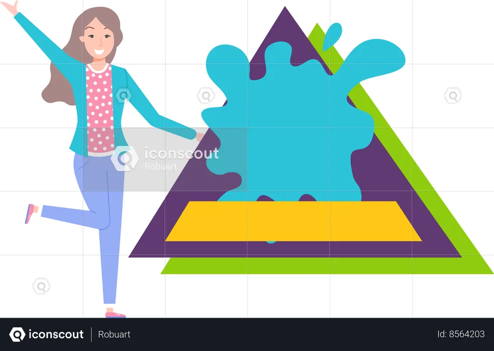 Woman standing near hot sale in online store  Illustration