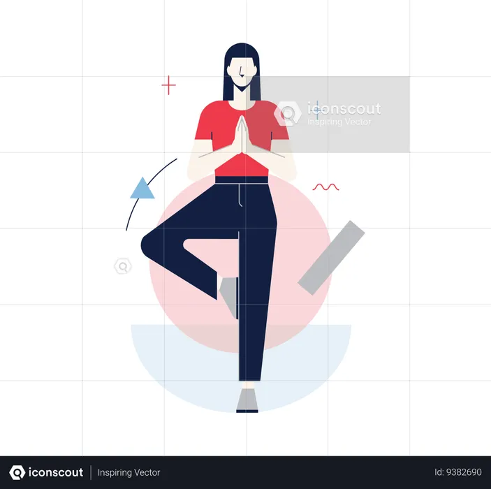 Woman standing while balancing her career  Illustration