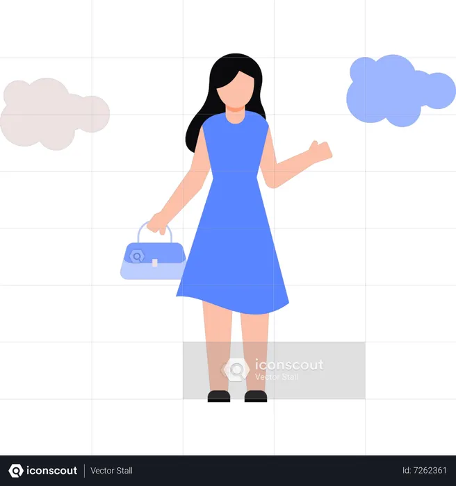 Woman standing with handbag  Illustration