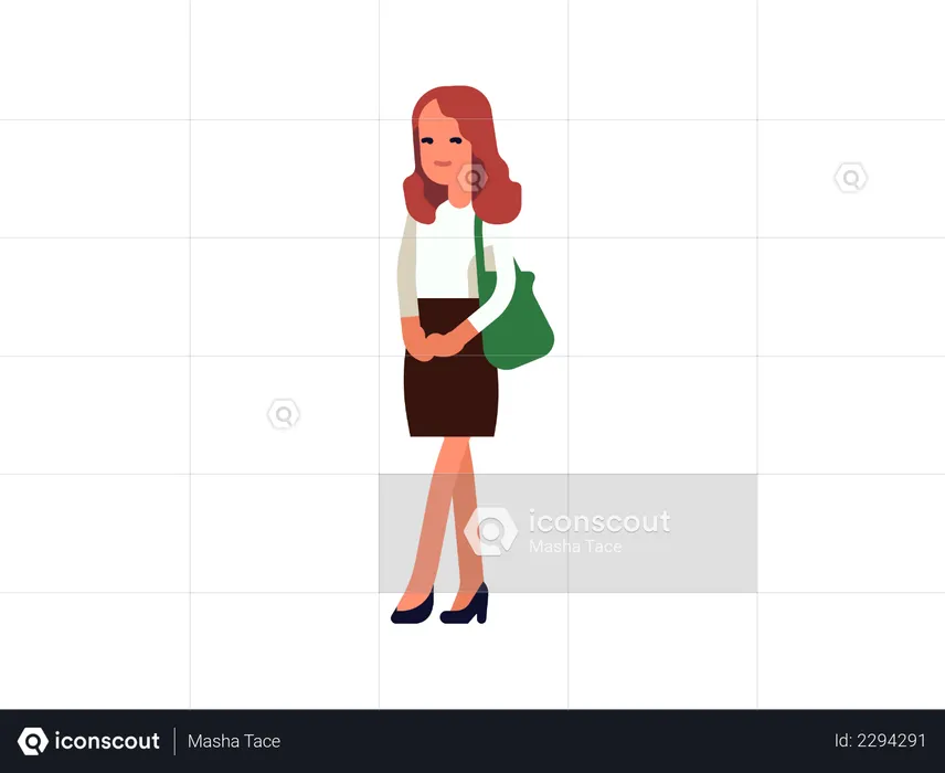 Woman standing with shoulder bag  Illustration