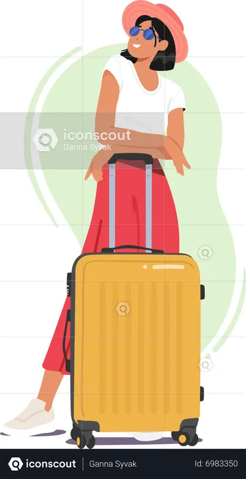 Premium Vector  Lady fashionable bag suitcase vector illustration