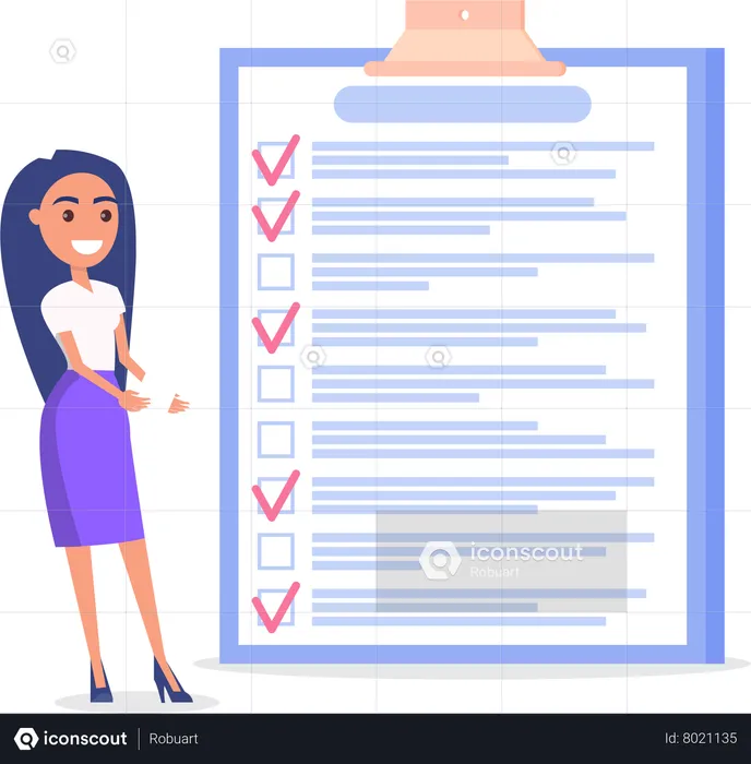 Woman stands near to do list  Illustration