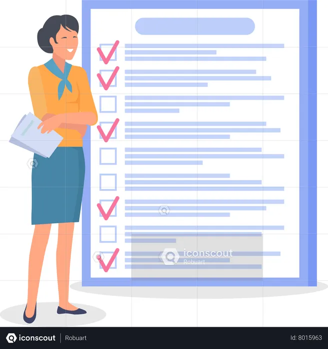 Woman stands near to do list  Illustration