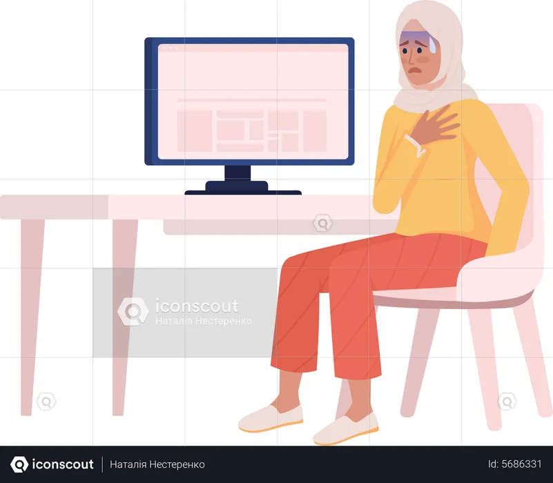 Woman stressed of covid news  Illustration