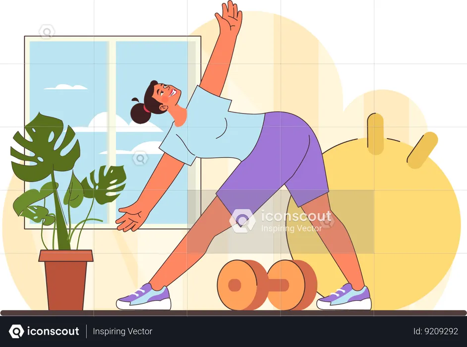 Woman stretches her body  Illustration