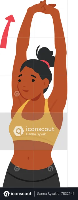 Woman Stretches Shoulders And Hands Up  Illustration