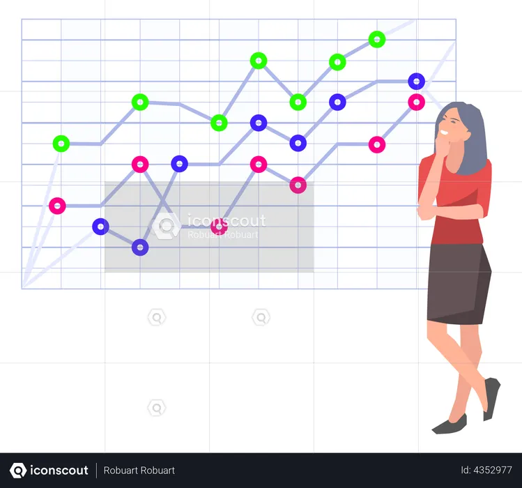 Woman studies statistics on presentation  Illustration