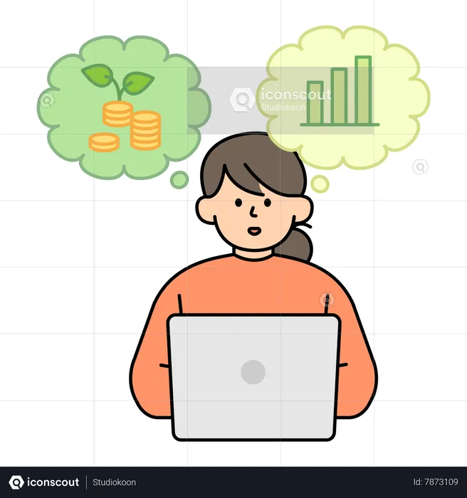 Woman studying about investments  Illustration