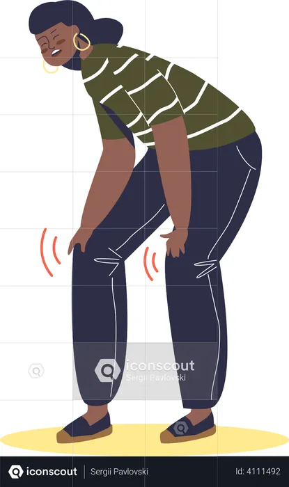 Woman suffer from pain in knees  Illustration