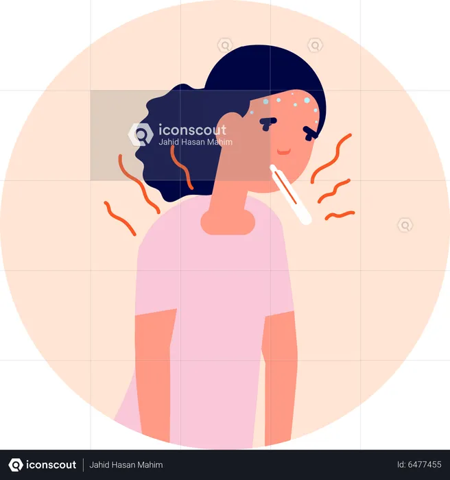 Woman suffering fever  Illustration