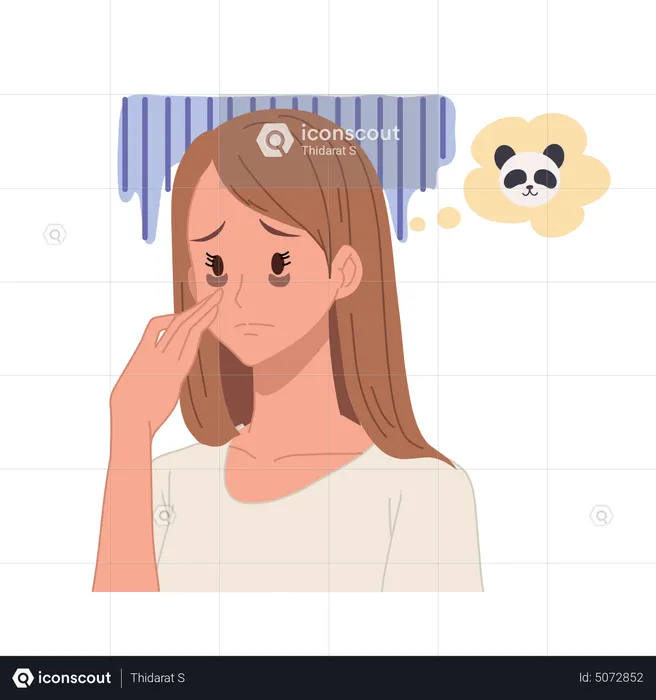 Woman suffering from dark circles on face  Illustration