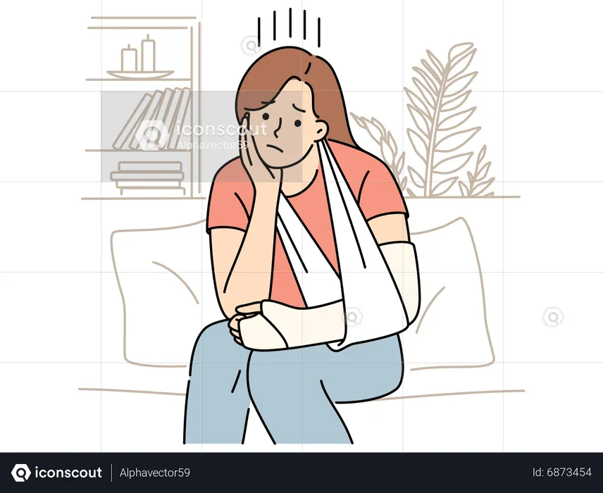 Woman suffering from hand fracture  Illustration