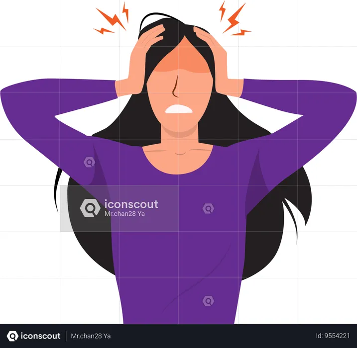 Woman suffering from headache  Illustration