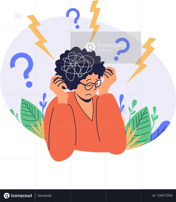 Woman suffering from mental illness  Illustration