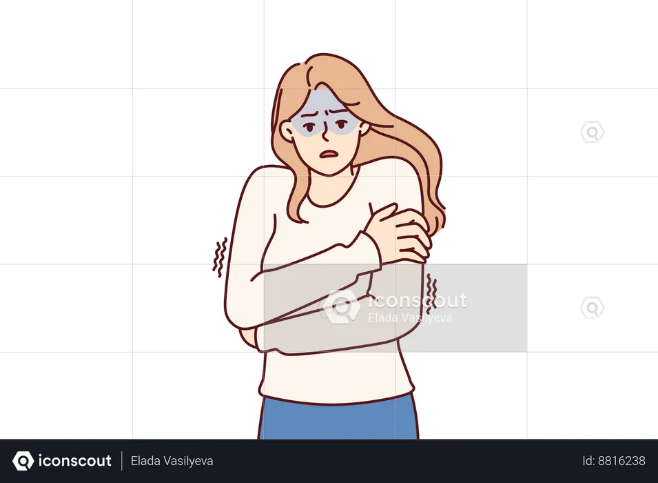 Woman suffers from cold and cough  Illustration
