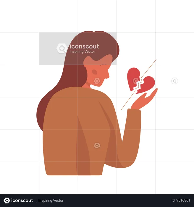 Woman suffers from heartbreak  Illustration