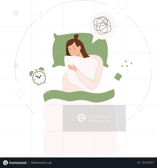 Woman suffers from Insomnia  Illustration