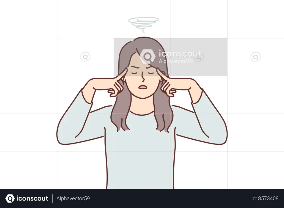 Woman suffers from migraine  Illustration